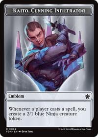 Emblem - Kaito, Cunning Infiltrator // Ninja Doubled-Sided Token - Foundations - Magic: The Gathering card