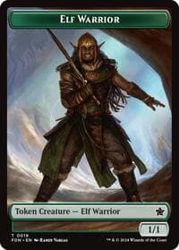 Elf Warrior // Cat (001) Doubled-Sided Token - Foundations - Magic: The Gathering card