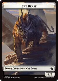 Cat Beast // Dragon (0017) Double-Sided Token - Foundations - Magic: The Gathering card