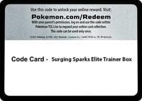 Code Card - Surging Spark Elite Trainer Box - SV08: Surging Sparks - Pokemon card