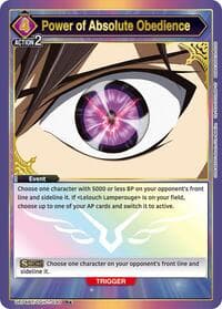 Power of Absolute Obedience (R*) - UE04BT: CODE GEASS: Lelouch of the Rebellion - Union Arena card