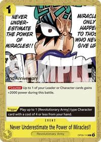 Never Underestimate the Power of Miracles!! - Emperors in the New World: 2nd Anniversary Tournament Cards - One Piece Card Game card