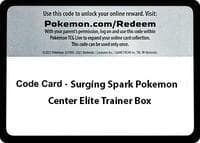 Code Card - Surging Sparks Pokemon Center Elite Trainer Box - SV08: Surging Sparks - Pokemon card