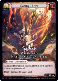 Blazing Throw (Wildcard Nationals Qualifier) - Region Exclusive Promotional Cards - Grand Archive TCG card