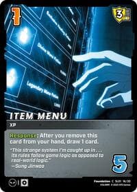 Item Menu - Challenger Series: Solo Leveling - UniVersus card