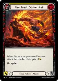 Fire Tenet: Strike First (Yellow) - The Hunted - Flesh and Blood TCG card