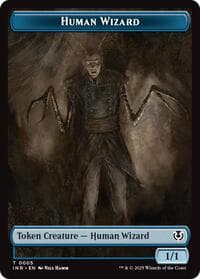 Human Wizard // Emblem - Jace, Unraveler of Secrets Double-Sided Token - Innistrad Remastered - Magic: The Gathering card