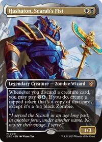 Hashaton, Scarab's Fist (Borderless) - Commander: Aetherdrift - Magic: The Gathering card