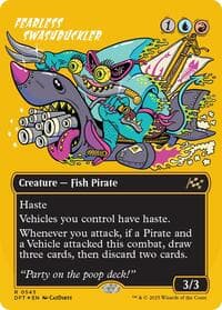 Fearless Swashbuckler (Borderless) (First-Place Foil) - Aetherdrift - Magic: The Gathering card