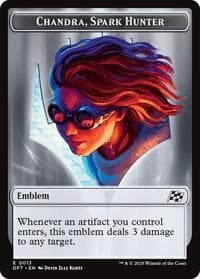 Emblem - Chandra, Spark Hunter // Vehicle Double-Sided Token - Aetherdrift - Magic: The Gathering card