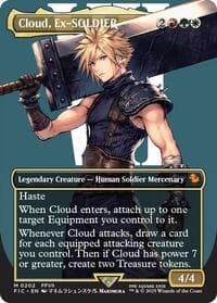 Cloud, Ex-SOLDIER (Borderless) - Commander: FINAL FANTASY - Magic: The Gathering card