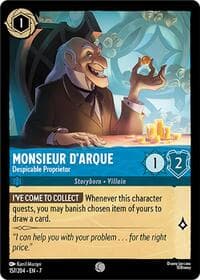Monsieur D'Arque - Despicable Proprietor - Archazia's Island - Disney Lorcana card
