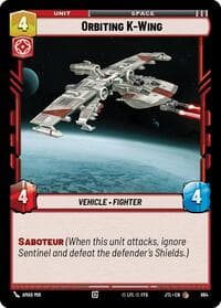Orbiting K-Wing (Foil) - Jump to Lightspeed - Star Wars: Unlimited card