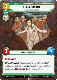 Leia Organa - Pilots, To Your Stations (Hyperspace Foil) - Jump to Lightspeed - Star Wars: Unlimited card