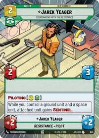 Jarek Yeager - Coordinating With The Resistance (Hyperspace Foil) - Jump to Lightspeed - Star Wars: Unlimited card