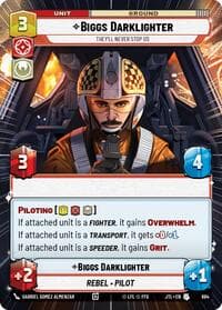 Biggs Darklighter - They'll Never Stop Us (Hyperspace Foil) - Jump to Lightspeed - Star Wars: Unlimited card