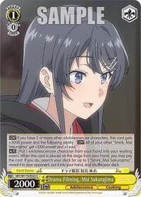 Drama Filming, Mai Sakurajima - Rascal Does Not Dream Series - Weiss Schwarz card