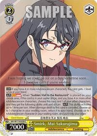 Smirk, Mai Sakurajima - Rascal Does Not Dream Series - Weiss Schwarz card