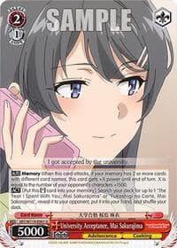 University Acceptance, Mai Sakurajima - Rascal Does Not Dream Series - Weiss Schwarz card