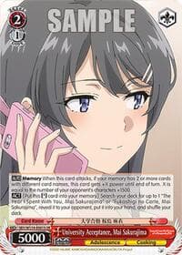 University Acceptance, Mai Sakurajima (SR) - Rascal Does Not Dream Series - Weiss Schwarz card