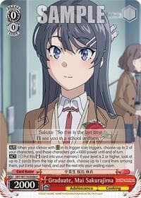 Graduate, Mai Sakurajima - Rascal Does Not Dream Series - Weiss Schwarz card