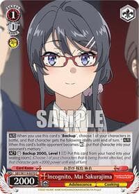Incognito, Mai Sakurajima - Rascal Does Not Dream Series - Weiss Schwarz card
