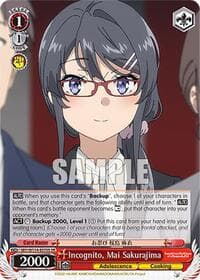 Incognito, Mai Sakurajima (SR) - Rascal Does Not Dream Series - Weiss Schwarz card