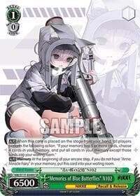 "Memories of Blue Butterflies" N102 (SR) - GODDESS OF VICTORY: NIKKE - Weiss Schwarz card