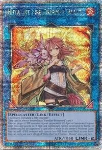 Hiita the Fire Charmer, Ablaze (Quarter Century Secret Rare) - Quarter Century Stampede - YuGiOh card