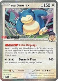Hop's Snorlax - 117/159 (EB Games) (Cosmos Holo) - Miscellaneous Cards & Products - Pokemon card