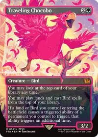 Traveling Chocobo (Borderless) (Neon Ink Pink) - FINAL FANTASY - Magic: The Gathering card