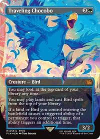 Traveling Chocobo (Borderless) (Neon Ink Blue) - FINAL FANTASY - Magic: The Gathering card