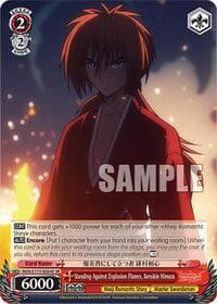 Standing Against Explosion Flames, Kenshin Himura (SR) - Rurouni Kenshin - Weiss Schwarz card