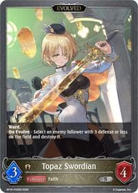 Topaz Swordian (Evolved) - P23 (Foil) - BP10: Gods of the Arcana - Shadowverse: Evolve card
