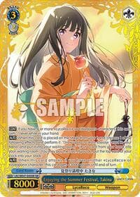 Enjoying the Summer Festival, Takina (SIR) - Lycoris Recoil Premium Booster - Weiss Schwarz card