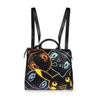 Pokemon Center  Fossil: Kanto First Partners Black Leather Parker Convertible Small Backpack - Pokemon Collectible Storage - Collectible Storage card