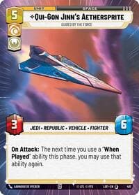 Qui-Gon Jinn's Aethersprite - Guided by the Force (Hyperspace) - Legends of the Force - Star Wars: Unlimited card