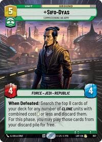 Sifo-Dyas - Commissioning An Army (Hyperspace Foil) - Legends of the Force - Star Wars: Unlimited card