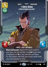 Sifo-Dyas - Commissioning An Army (Prestige Foil) - Legends of the Force - Star Wars: Unlimited card