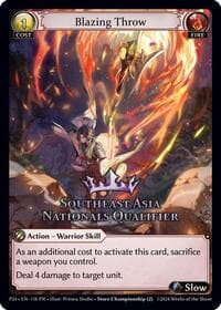 Blazing Throw (Southeast Asia Nationals Qualifier) - Region Exclusive Promotional Cards - Grand Archive TCG card