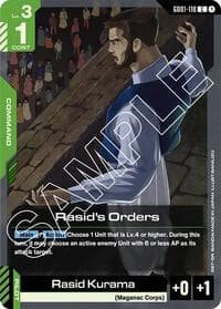 Rasid's Orders - Newtype Rising - Gundam Card Game card