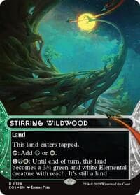 Stirring Wildwood (0129) (Borderless) (Galaxy Foil) - Edge of Eternities: Stellar Sights - Magic: The Gathering card