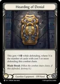 Hoarding of Denial - Mastery Pack Guardian - Flesh and Blood TCG card