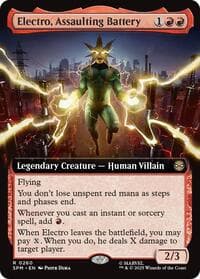 Electro, Assaulting Battery (Extended Art) - Marvel's Spider-Man - Magic: The Gathering card