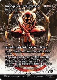 Iron Spider, Civil Warrior - Alibou, Ancient Witness (Borderless) - Marvel Universe Eternal-Legal - Magic: The Gathering card