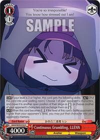 Continuous Grumbling, LLENN - SAO Alternative–Gun Gale Online–2 Extra Booster - Weiss Schwarz card