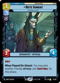 Nute Gunray - Escaping Justice - Secrets of Power - Star Wars: Unlimited card