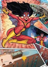 Spider-Woman, Stunning Savior Art Card (Gold-Stamped Planeswalker Symbol) - Art Series: Marvel's Spider-Man - Magic: The Gathering card