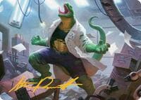 Lizard, Connors's Curse Art Card (Gold-Stamped Signature) - Art Series: Marvel's Spider-Man - Magic: The Gathering card
