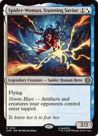 Spider-Woman, Stunning Savior - Prerelease Cards - Magic: The Gathering card